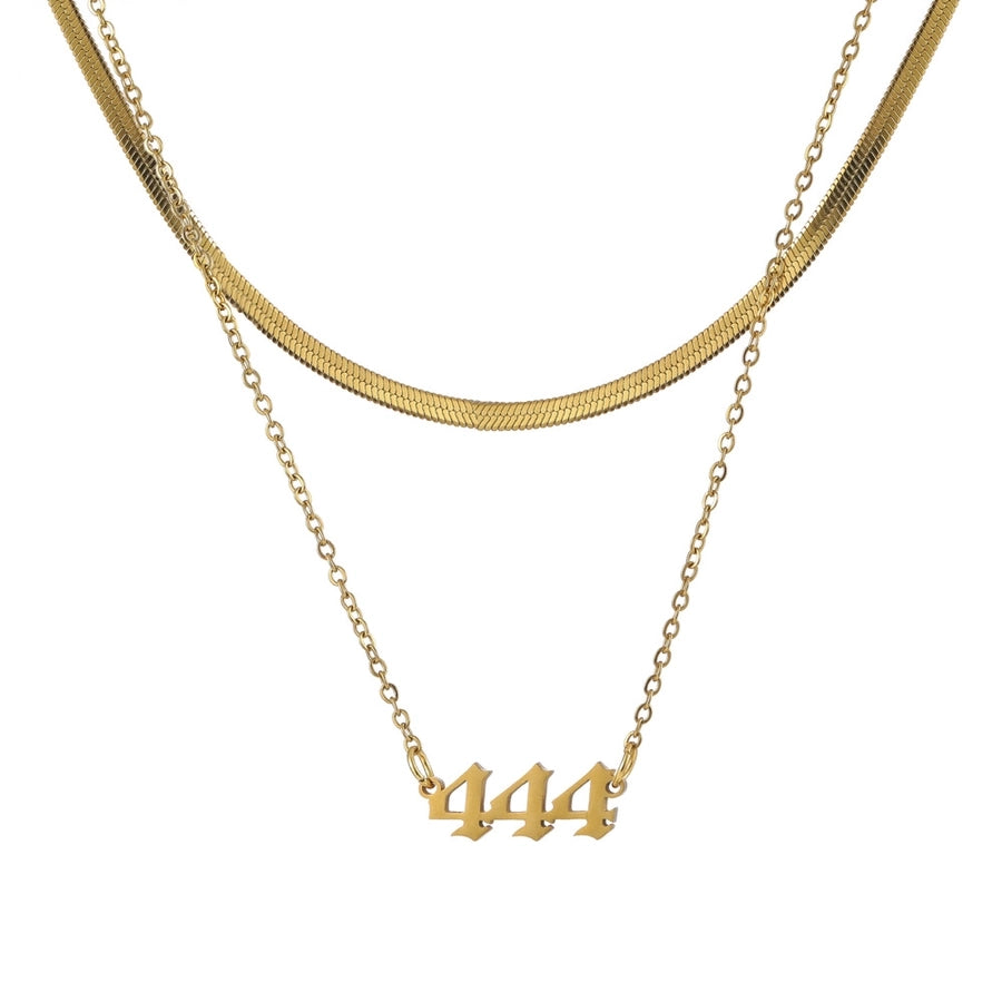 Jewelry Elegant Simple Style Number Stainless Steel 18K Gold Plated 24K Gold Plated Plating Double Layer Necklaces