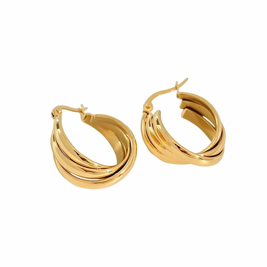 1 Pair Simple Style U Shape Round Solid Color Polishing Plating 304 Stainless Steel 18K Gold Plated Earrings