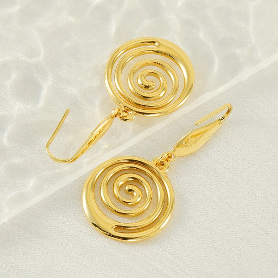 1 Pair Elegant Modern Style Spiral Plating 304 Stainless Steel Titanium Steel 18K Gold Plated Drop Earrings