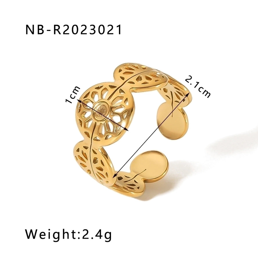 Stainless Steel 18K Gold Plated IG Style Basic Simple Style Plating Four Leaf Clover Heart Shape Flower Open Rings