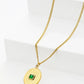 Stainless Steel 18K Gold Plated Retro Inlay Sun Oval Natural Stone Zircon Pendant Necklace