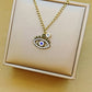 Jewelry Simple Style Classic Style Eye Stainless Steel Rhinestones Inlay Pendant Necklace