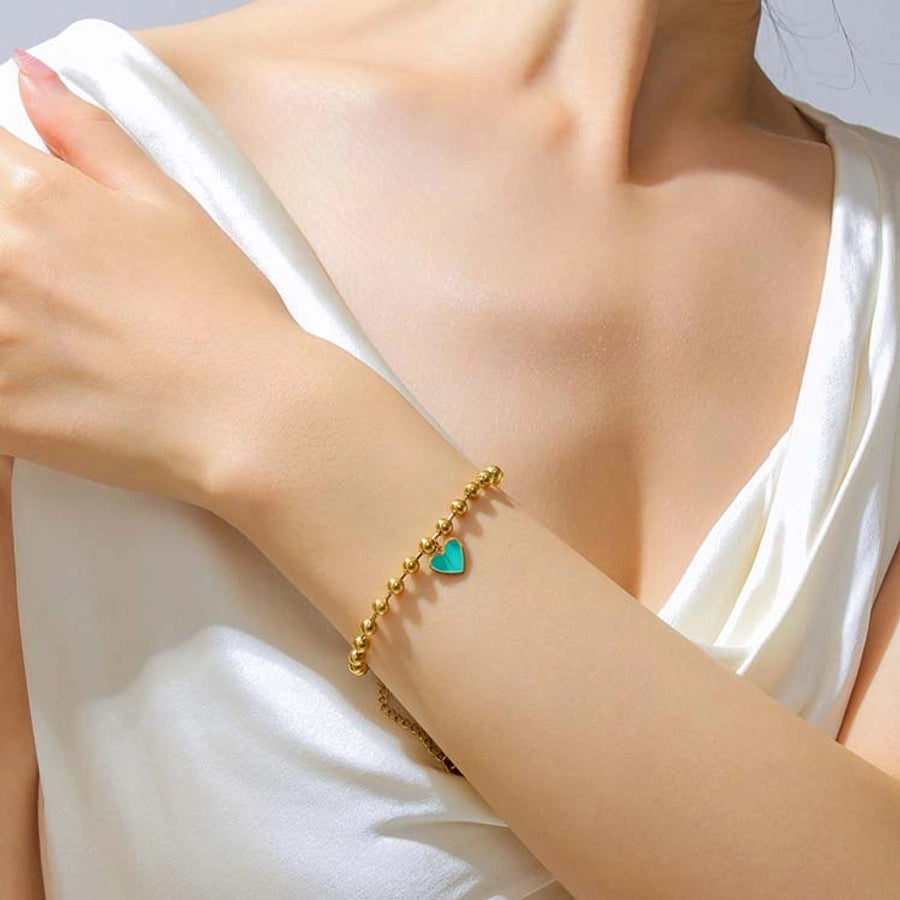 304 Stainless Steel 18K Gold Plated Elegant Cute Lady Plating Heart Shape Bracelets