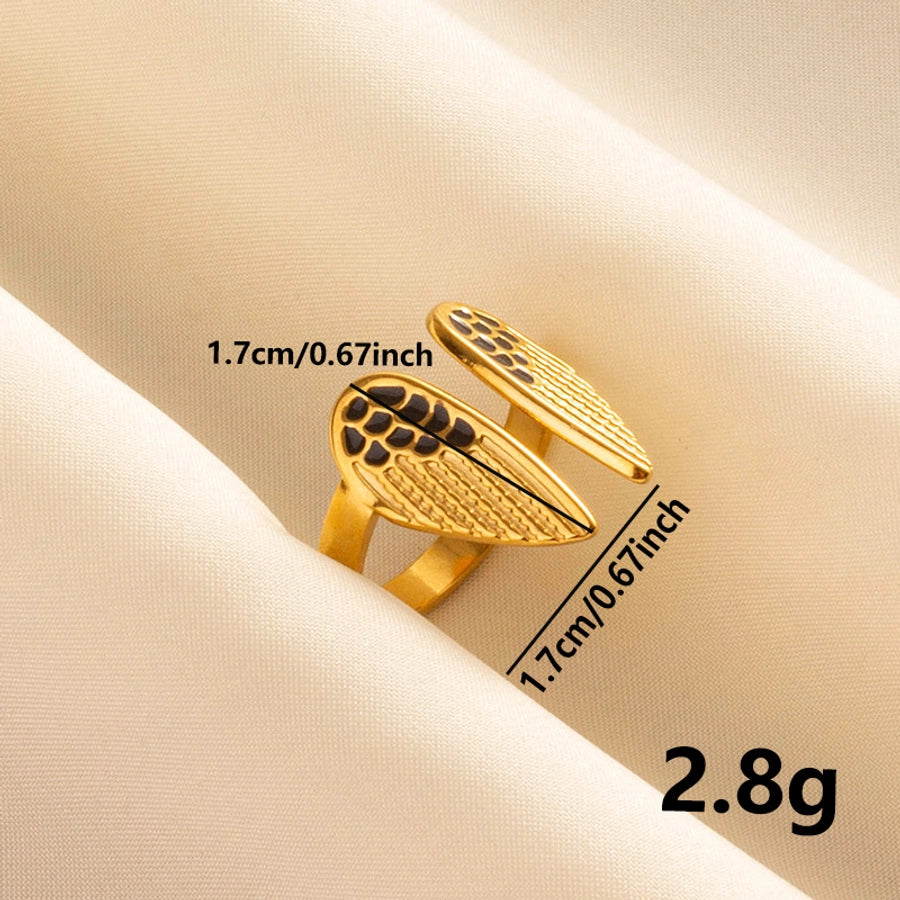 Jewelry Hip-Hop Retro Classic Style Geometric 304 Stainless Steel 18K Gold Plated Polishing Enamel Open Rings