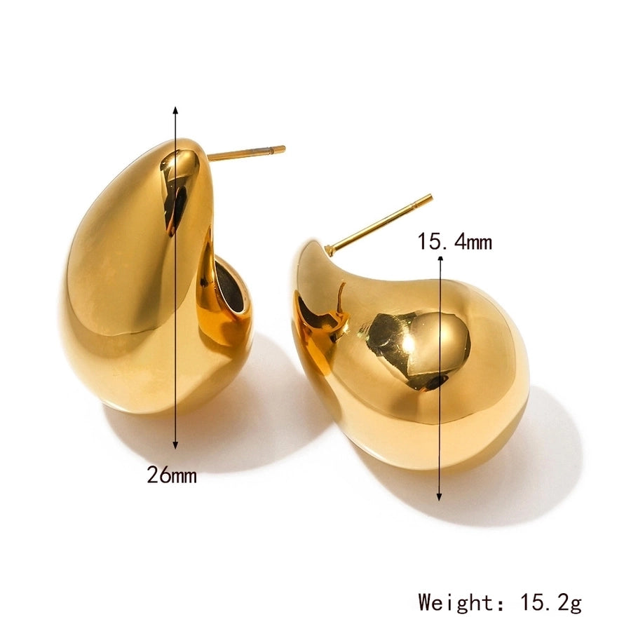 1 Pair IG Style Simple Style Water Droplets Solid Color 304 Stainless Steel 18K Gold Plated Ear Studs