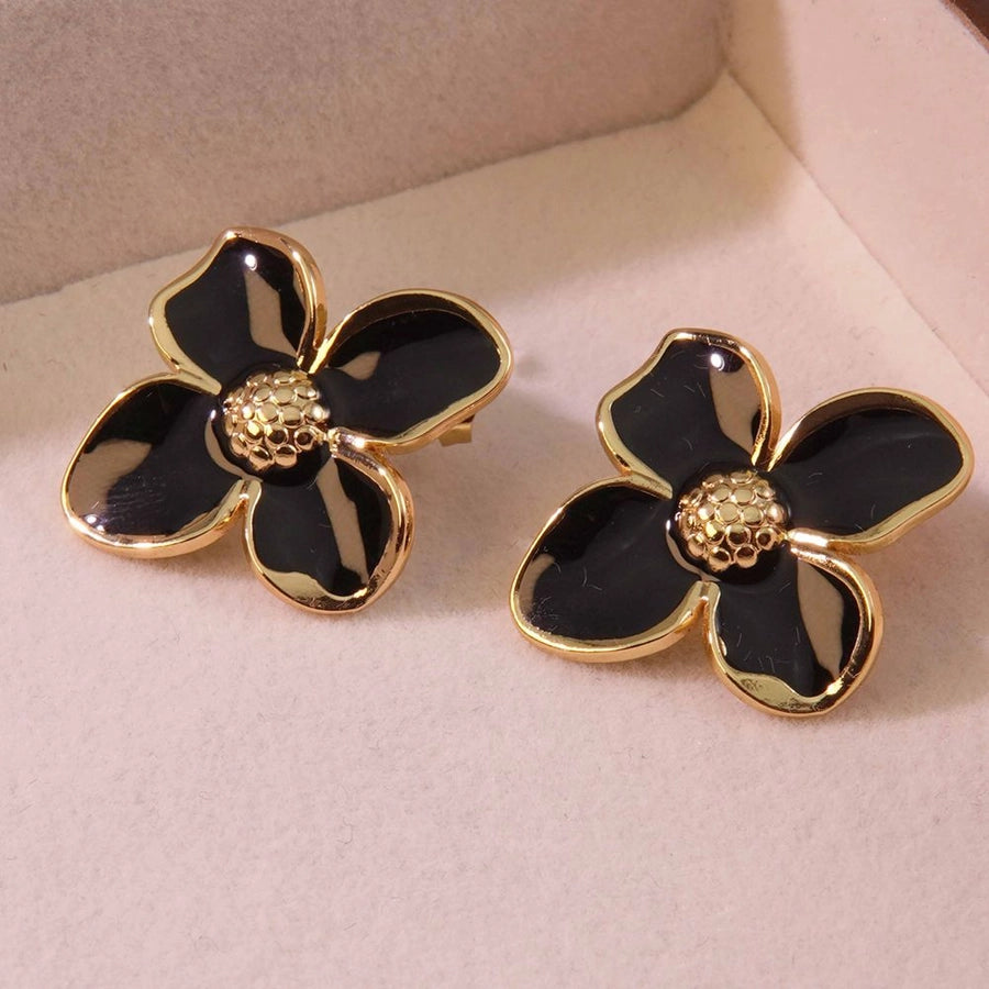 1 Pair Fairy Style Cute Sweet Flower 304 Stainless Steel Imitation Gold  Ear Studs