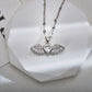 Jewelry Sweet Wings Bow Knot Titanium Steel Copper Zircon Gold Plated Inlay Pendant Necklace