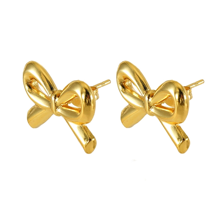 1 Pair Simple Style Classic Style Bow Knot Plating 304 Stainless Steel Ear Studs