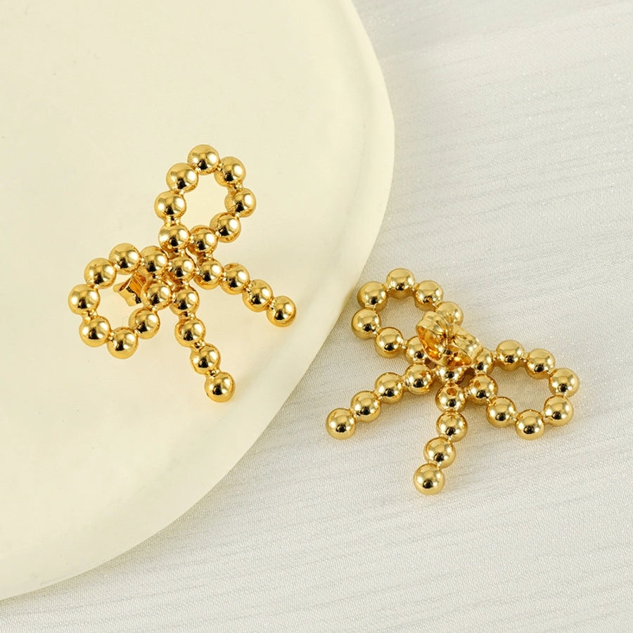 1 Pair Simple Style Classic Style Bow Knot Plating 304 Stainless Steel Ear Studs