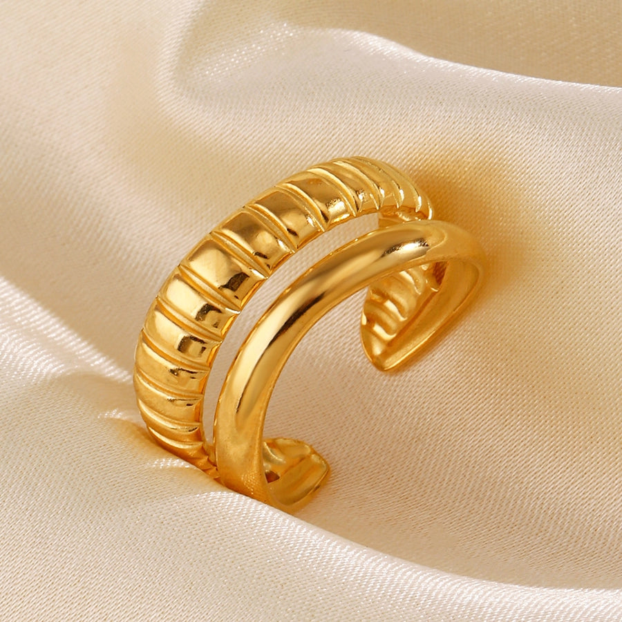 304 Stainless Steel 18K Gold Plated IG Style Simple Style Lines Open Rings