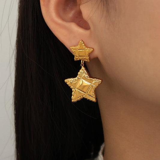 1 Pair IG Style Simple Style Commute Star Heart Shape 304 Stainless Steel 18K Gold Plated Drop Earrings