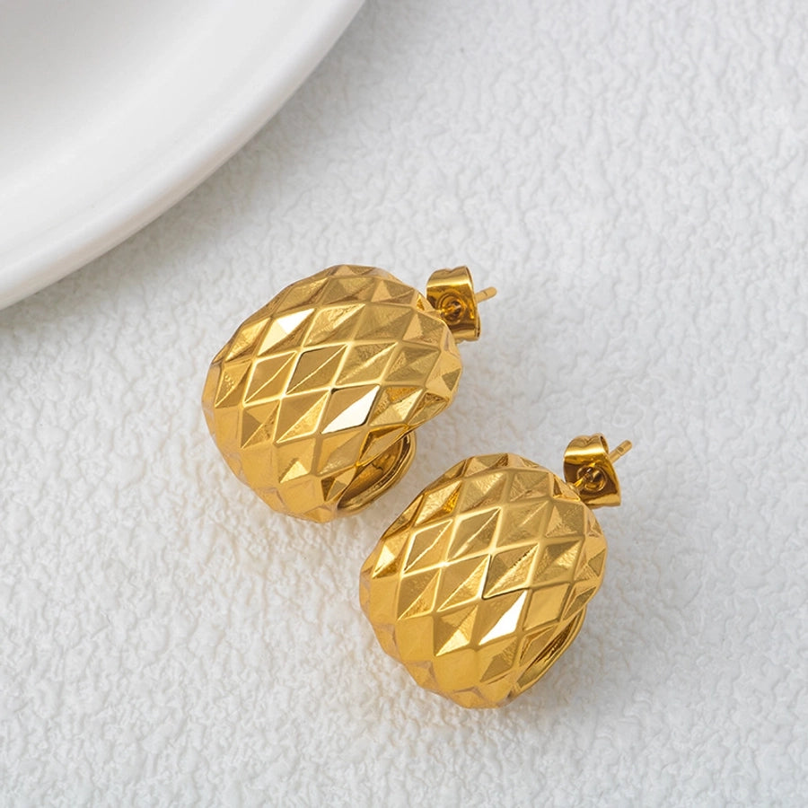 1 Pair Casual Simple Style C Shape Solid Color 304 Stainless Steel 18K Gold Plated Ear Studs