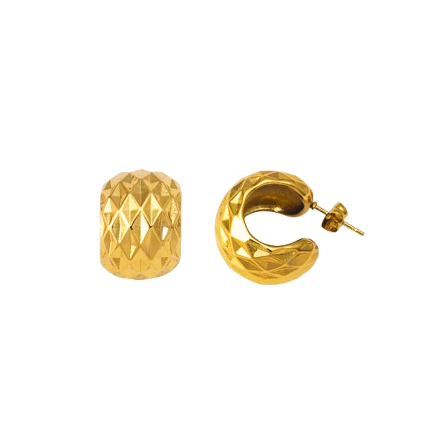 1 Pair Casual Simple Style C Shape Solid Color 304 Stainless Steel 18K Gold Plated Ear Studs