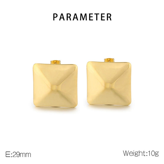 1 Pair Vintage Style Modern Style Classic Style Square Solid Color 304 Stainless Steel 18K Gold Plated Ear Studs