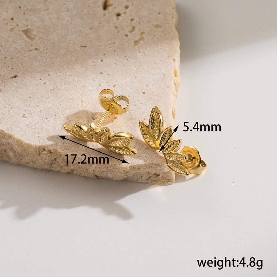 1 Pair Casual Simple Style Commute Leaves Flower 304 Stainless Steel 18K Gold Plated Ear Studs