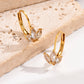 1 pair elegant flower plating inlay stainless steel zircon 14k gold plated hoop earrings