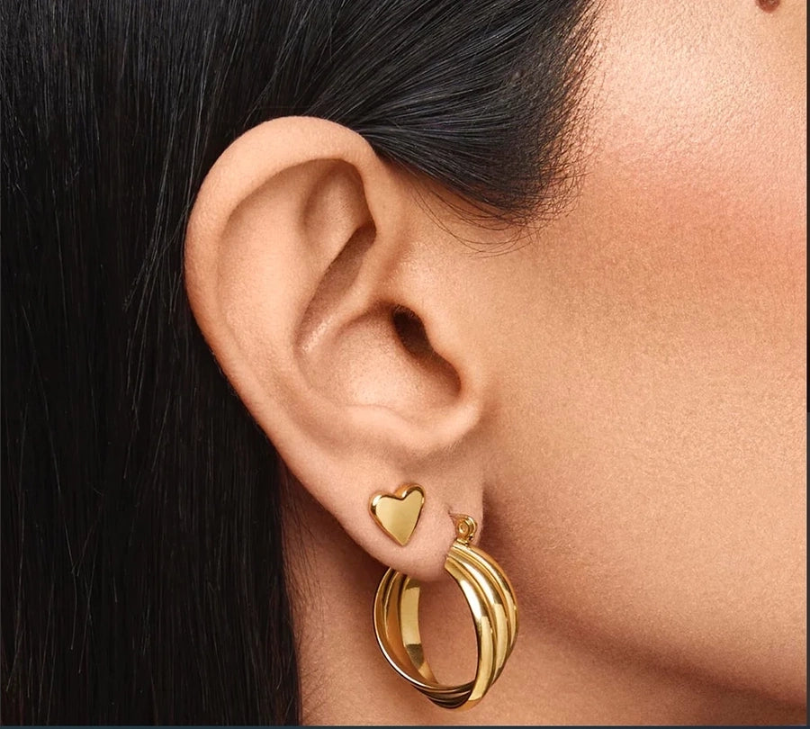 1 Pair Simple Style U Shape Round Solid Color Polishing Plating 304 Stainless Steel 18K Gold Plated Earrings