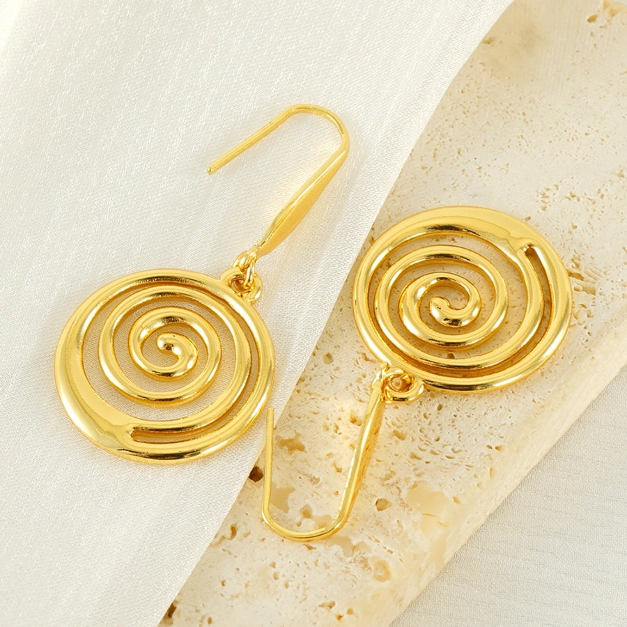 1 Pair Elegant Modern Style Spiral Plating 304 Stainless Steel Titanium Steel 18K Gold Plated Drop Earrings