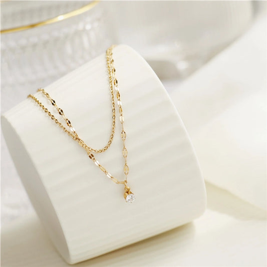 304 Stainless Steel IG Style Simple Style Plating Inlay Round Artificial Rhinestones Layered Necklaces