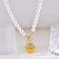 Sweet Simple Style Heart Shape Bow Knot Pearl Zircon Imitation Pearl Titanium Steel  Necklace