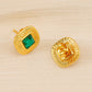 1 Pair Lady Square Polishing Inlay 304 Stainless Steel Glass 18K Gold Plated Ear Studs