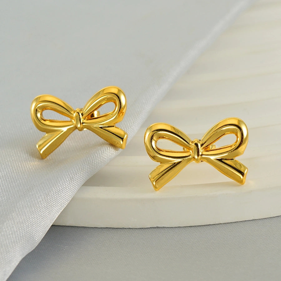 1 Pair Simple Style Classic Style Bow Knot Plating 304 Stainless Steel Ear Studs