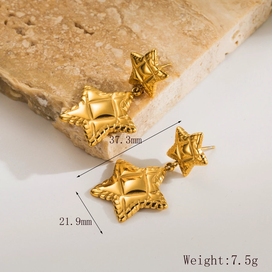 1 Pair IG Style Simple Style Commute Star Heart Shape 304 Stainless Steel 18K Gold Plated Drop Earrings