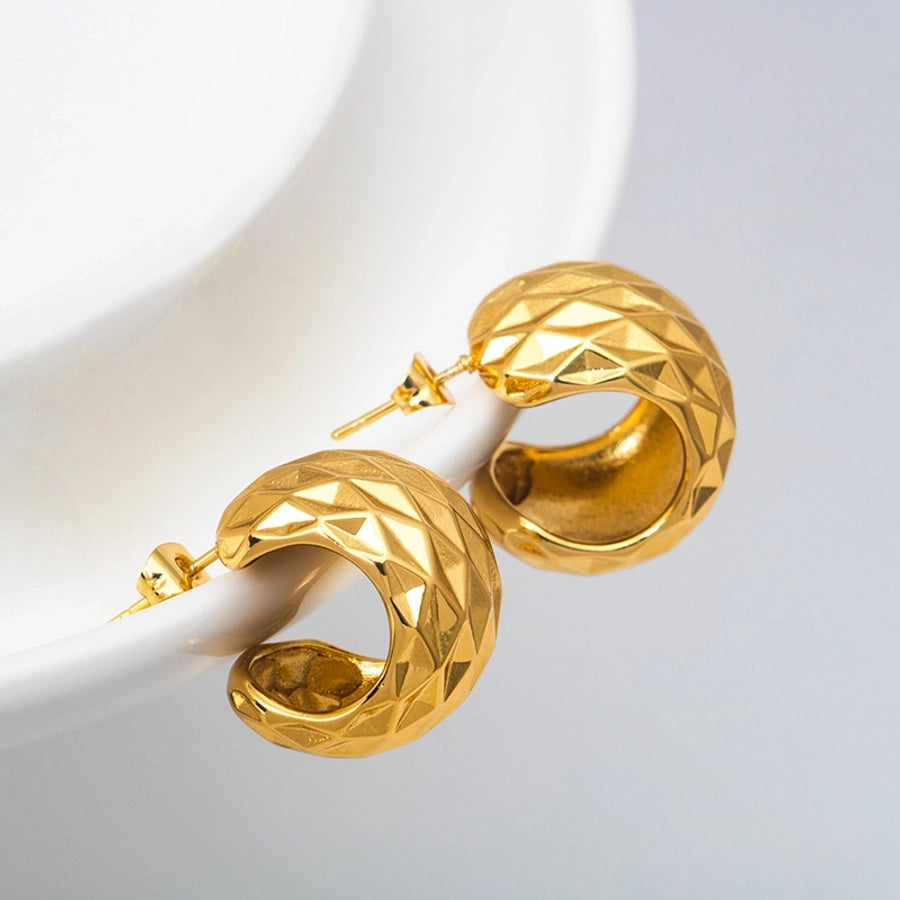 1 Pair Casual Simple Style C Shape Solid Color 304 Stainless Steel 18K Gold Plated Ear Studs