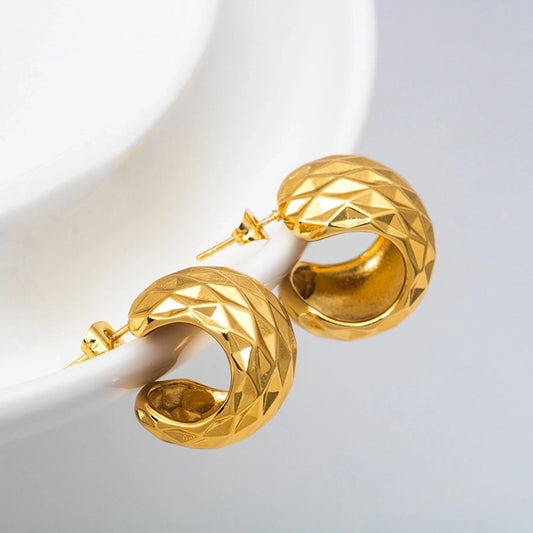 1 Pair Casual Simple Style C Shape Solid Color 304 Stainless Steel 18K Gold Plated Ear Studs