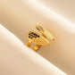 Jewelry Hip-Hop Retro Classic Style Geometric 304 Stainless Steel 18K Gold Plated Polishing Enamel Open Rings