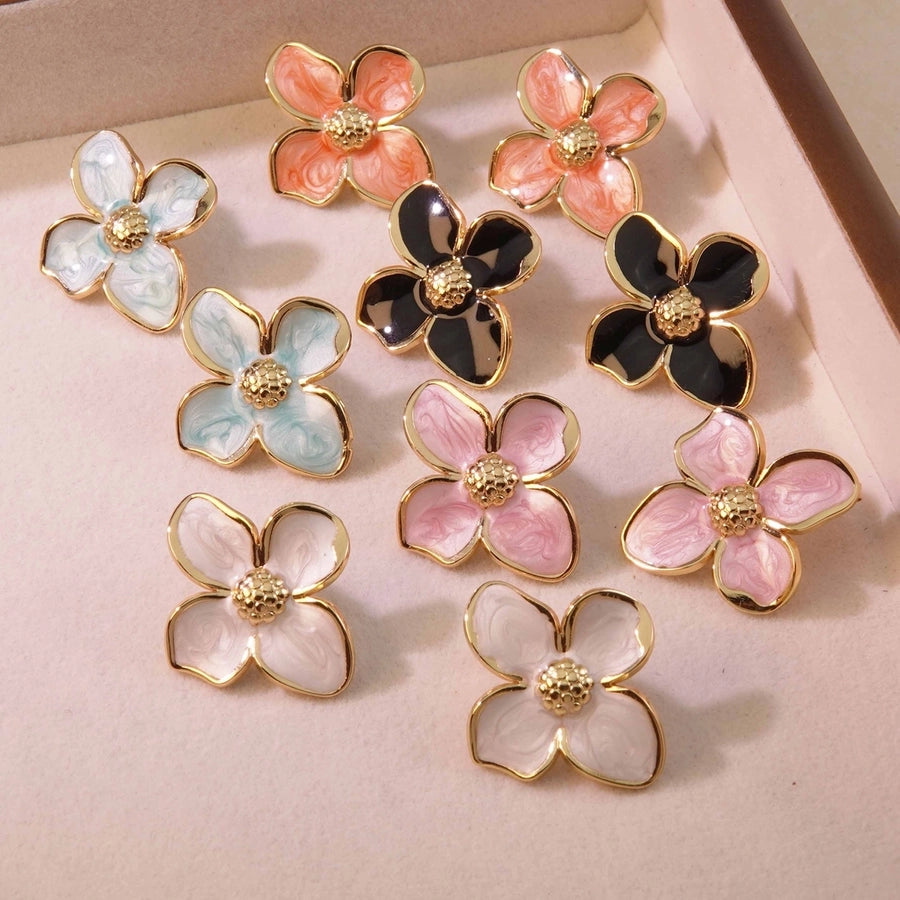 1 Pair Fairy Style Cute Sweet Flower 304 Stainless Steel Imitation Gold  Ear Studs