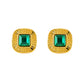 1 Pair Lady Square Polishing Inlay 304 Stainless Steel Glass 18K Gold Plated Ear Studs