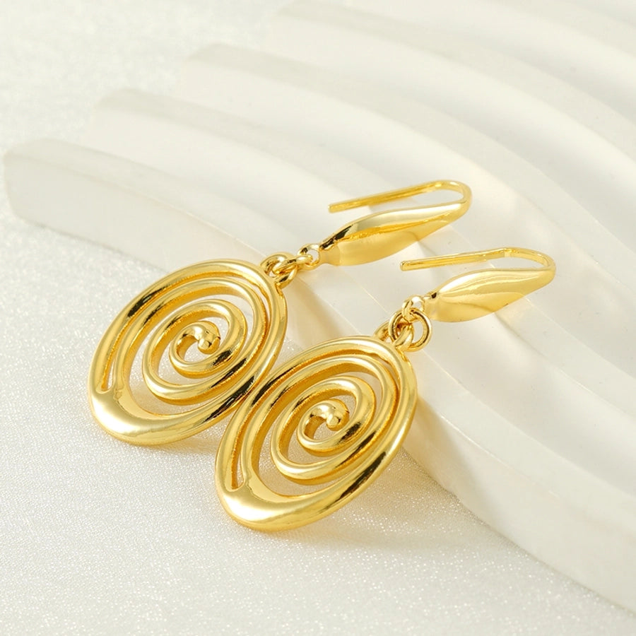 1 Pair Elegant Modern Style Spiral Plating 304 Stainless Steel Titanium Steel 18K Gold Plated Drop Earrings