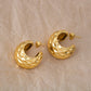 1 Pair Casual Simple Style C Shape Solid Color 304 Stainless Steel 18K Gold Plated Ear Studs