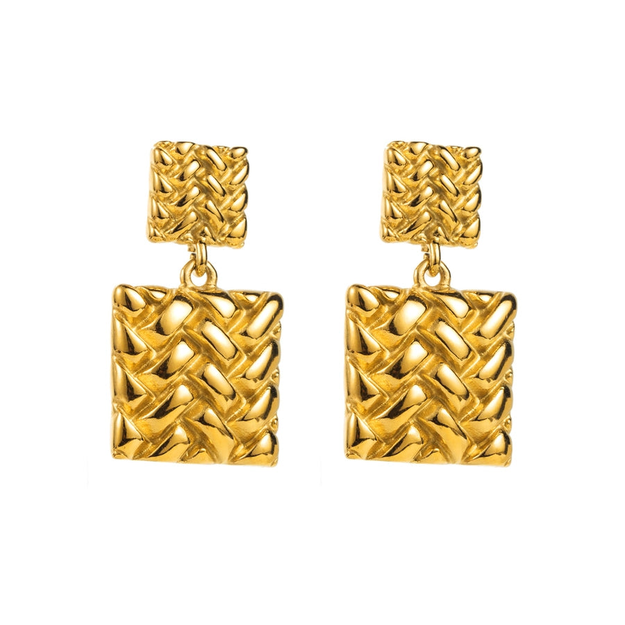 1 Pair Simple Style Commute Square 304 Stainless Steel 18K Gold Plated Drop Earrings