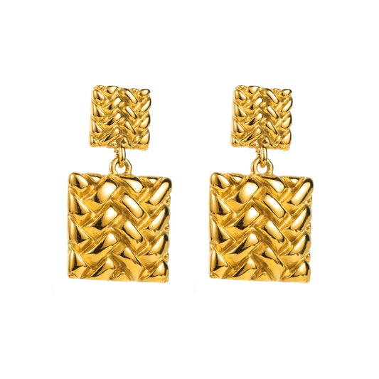 1 Pair Simple Style Commute Square 304 Stainless Steel 18K Gold Plated Drop Earrings