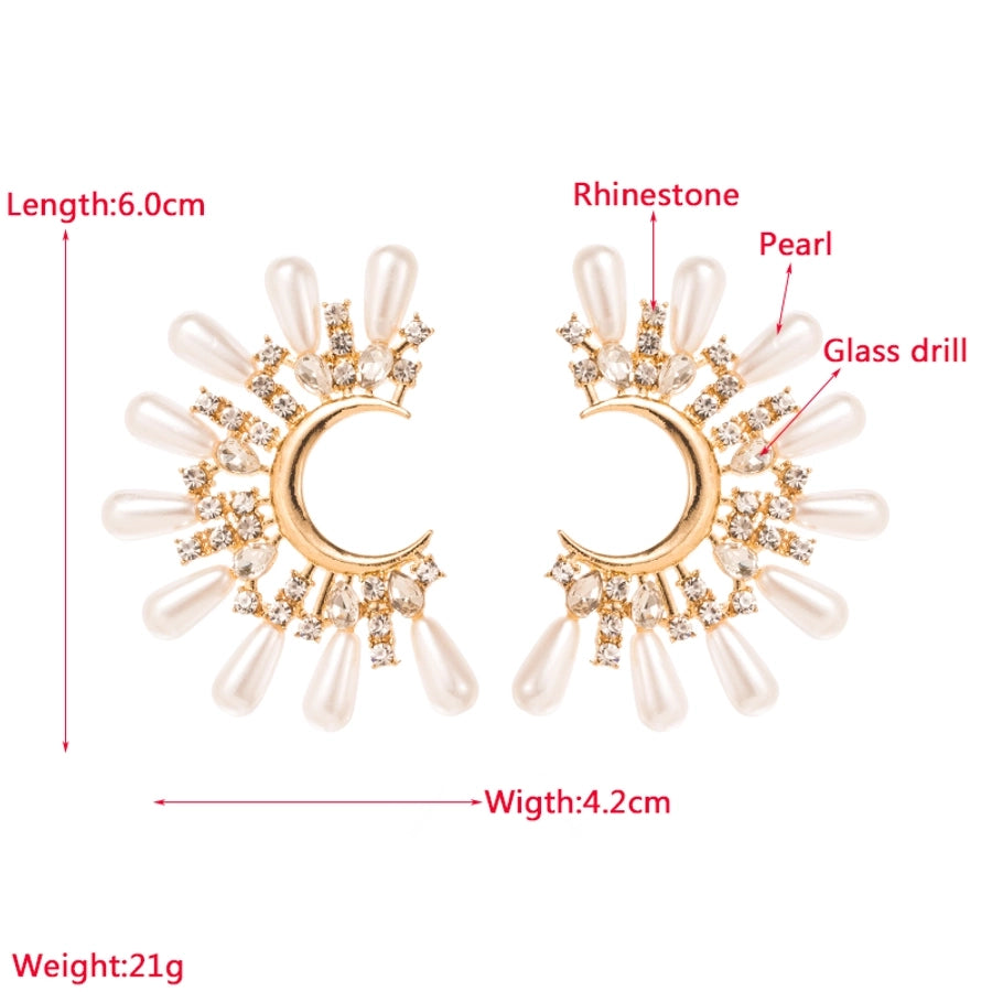 1 pair fashion c shape inlay stainless steel titanium steel pearl zircon ear studs