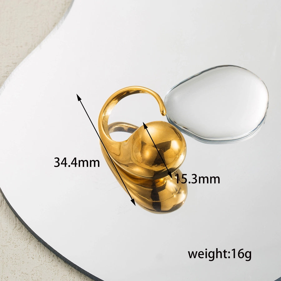 Jewelry Simple Style Classic Style Round 304 Stainless Steel 18K Gold Plated Plating Open Rings