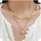 Elegant basic streetwear heart shape titanium steel plating layered necklaces