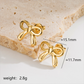 1 pair elegant simple style classic style bow knot plating stainless steel 18k gold plated ear studs