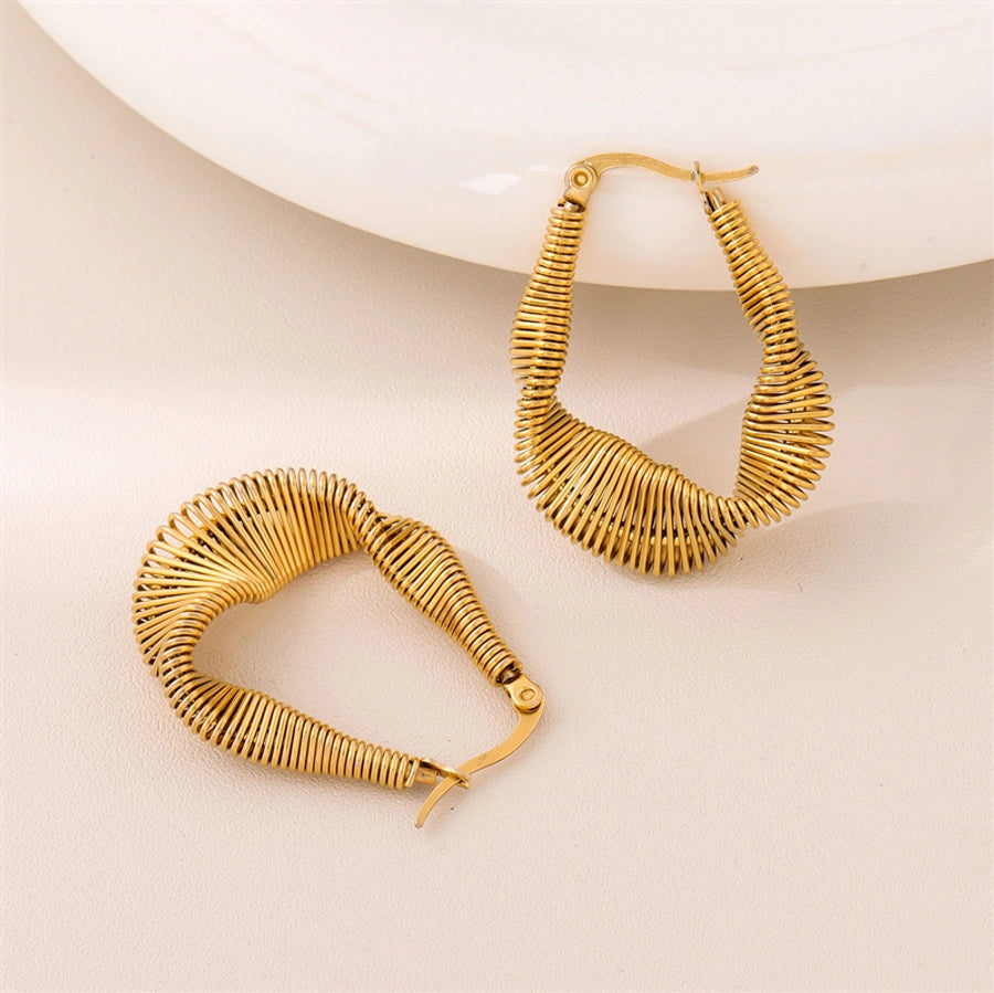 1 Pair Retro Simple Style U Shape Twist Plating 201 Stainless Steel 18K Gold Plated Earrings