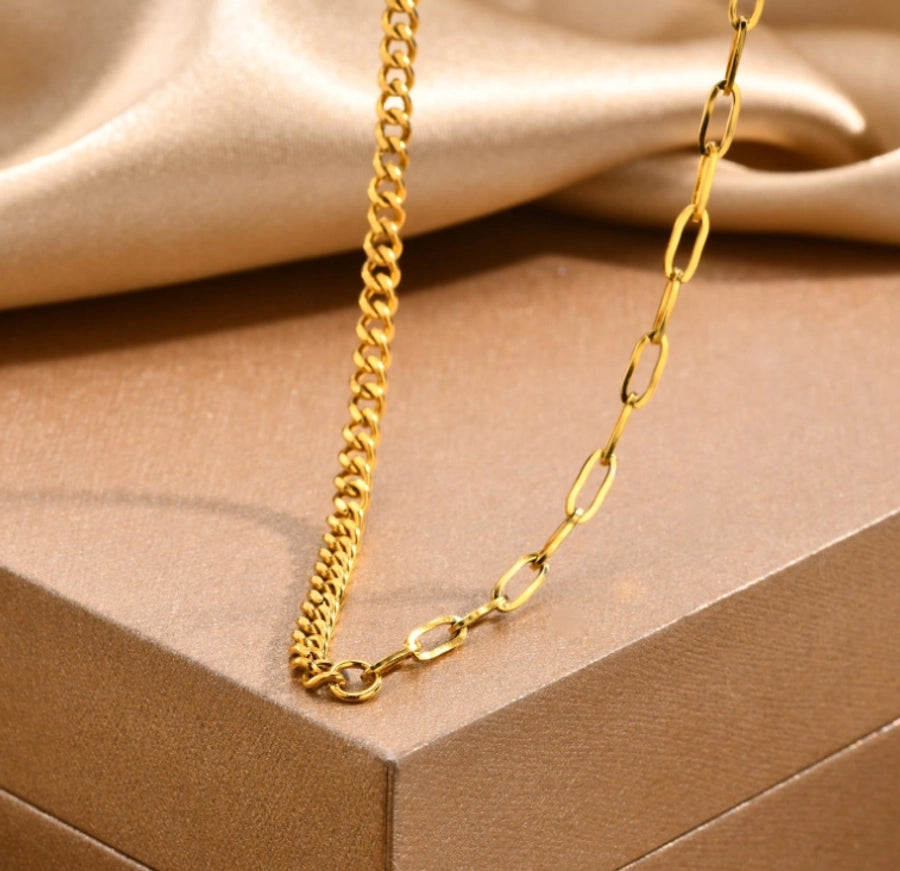 304 Stainless Steel Titanium Steel 18K Gold Plated Elegant Simple Style Solid Color Necklace