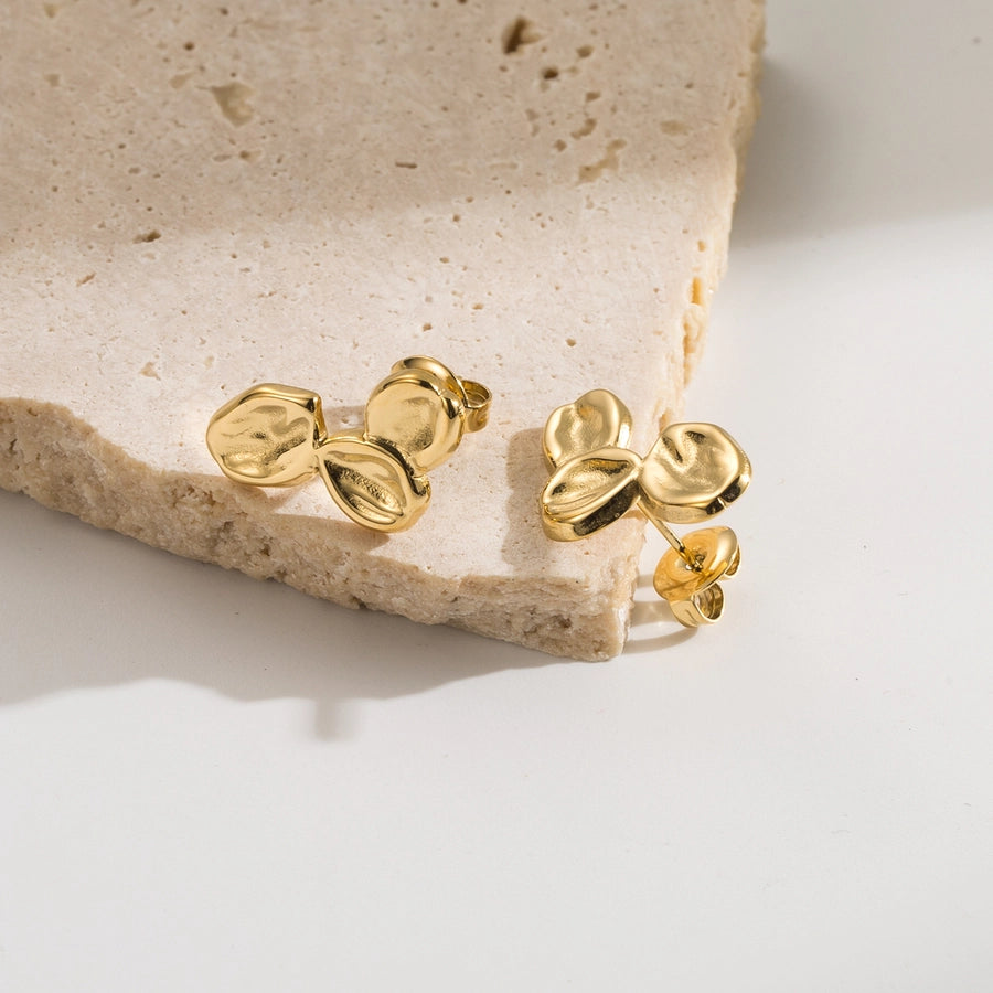 1 Pair Casual Simple Style Commute Leaves Flower 304 Stainless Steel 18K Gold Plated Ear Studs