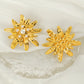 1 Pair Cute Simple Style Sunflower Inlay 304 Stainless Steel Artificial Pearls 18K Gold Plated Ear Studs