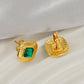 1 Pair Lady Square Polishing Inlay 304 Stainless Steel Glass 18K Gold Plated Ear Studs