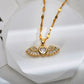 Jewelry Sweet Wings Bow Knot Titanium Steel Copper Zircon Gold Plated Inlay Pendant Necklace