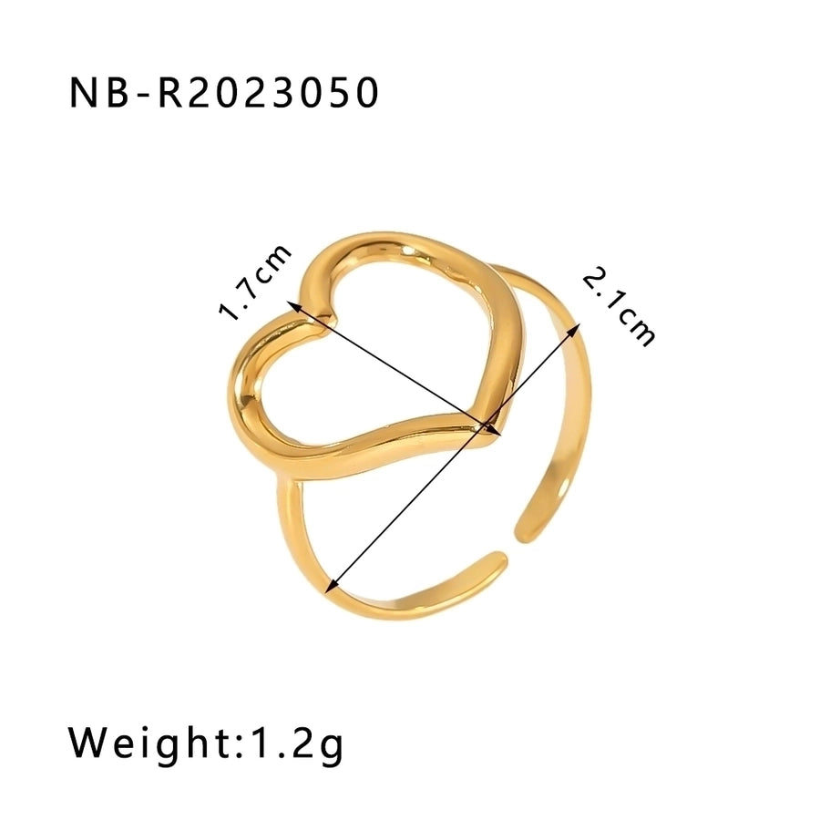 Stainless Steel 18K Gold Plated IG Style Basic Simple Style Plating Four Leaf Clover Heart Shape Flower Open Rings