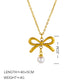 304 Stainless Steel 18K Gold Plated Elegant Lady Simple Style Inlay Bow Knot Artificial Pearls Earrings Necklace