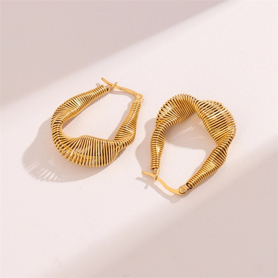 1 Pair Retro Simple Style U Shape Twist Plating 201 Stainless Steel 18K Gold Plated Earrings