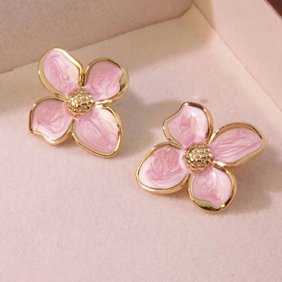 1 Pair Fairy Style Cute Sweet Flower 304 Stainless Steel Imitation Gold  Ear Studs